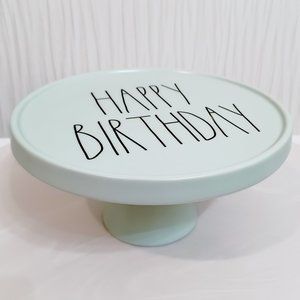 Rae Dunn Happy Birthday Mint Green Small Cake Stand